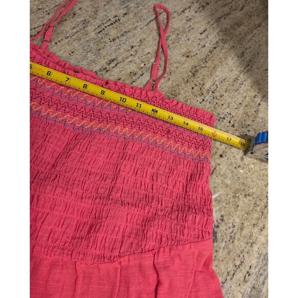 Lane Bryant Smocked Pink Classic Square Neck Embroidered Tank Top - Size 18 - Picture 3 of 12